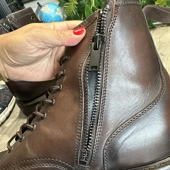 Thursday Boot Company Stomper Zip-Up Boot Brown Leather Mens 15 READ Boots